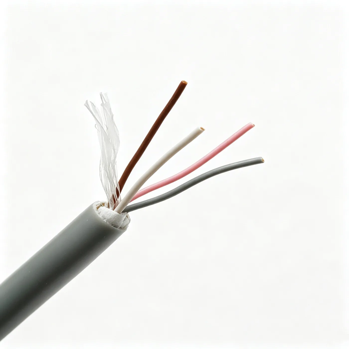 Watertight TPU Cable 4x0.25 mm2 - Shielded, 5.9 mm OD, Grey Sheath